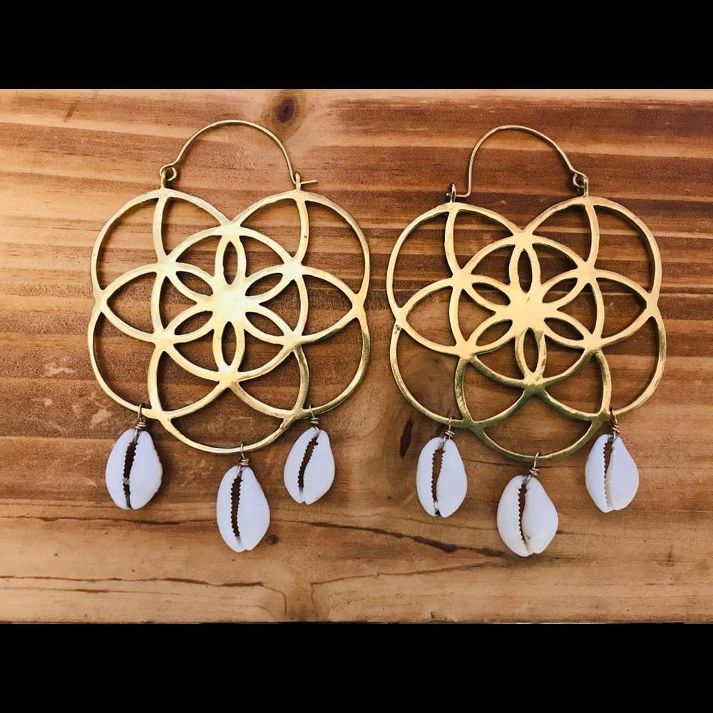 Brass sacred geometry earrings